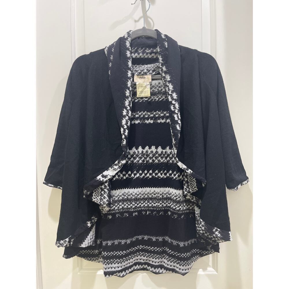 Fuzzi Reversible Black & White Caplet Jacket Sz XS